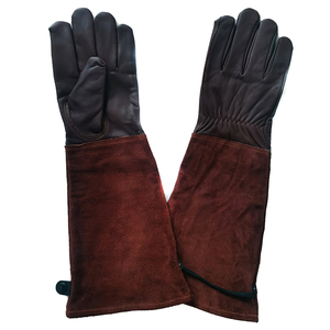 Gants de soudage en cuir marron, 14 pouces de long, résistants à la chaleur, durables, pour le travail - Product Image 1