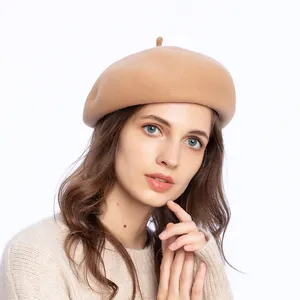 流行秋冬户外羊毛帽子柔软时尚气质贝雷帽女士