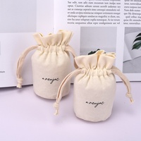 Pochette à bijoux en coton lin à fond rond imprimé de logo personnalisé sac à bougies en coton avec cordon de serrage