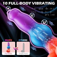 Vibrador Eléctrico Luminoso de 9 Pulgadas con 7 Frecuencias, Diseño de Silueta de Monstruo Alienígena con Doble Nudo y Función de Chorro