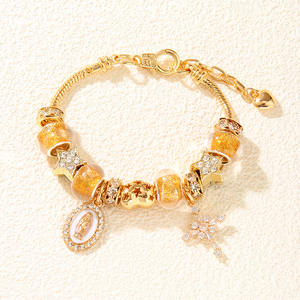 Mejor venta de moda oro azul cristal colgante <span class=keywords><strong>pulsera</strong></span> con cuentas Cable alambre con decoración de estrella y <span class=keywords><strong>pulsera</strong></span> colgante de Cruz para mujer - Product Image 2