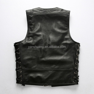 Gilet in vera pelle da motociclista quattro stagioni cappotto da esterno con catena in acciaio con giacche senza maniche da <span class=keywords><strong>uomo</strong></span> - Product Image 2