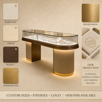 Présentoir à bijoux en verre et contreplaqué sur mesure avec éclairage LED, vitrine écologique et durable pour magasin de détail