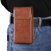 Nouvelle Pochette de Téléphone Portable Magnétique RFID en Cuir Crazy Horse de Style Vintage Premium, Personnalisable et Universelle, à Fixation sur Ceinture