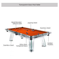 Mesa de Billar Profesional Moderna de Lujo para el Hogar, Comercial, de 7, 8 y 9 pies, Personalizada, con Vidrio y Pizarra, para Interiores, Pequeña