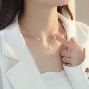 E013 số may mắn quyến rũ mạ Vàng CZ quyến rũ đánh bóng quyến rũ cho bán buôn Vòng cổ trang sức - Product Image 3