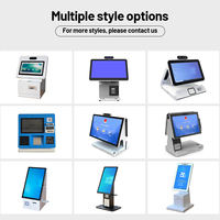 Kiosque de libre-service de bureau avec écran tactile, lecteur de cartes NFC, scanner de codes-barres et QR, imprimante de reçus pour paiement, billetterie et caisse en libre-service