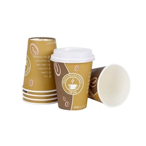 Gobelets à café jetables à double paroi en papier avec gaufrage et impression offset, logo personnalisé pour le vin, les boissons énergisantes, le whisky - Product Image 1