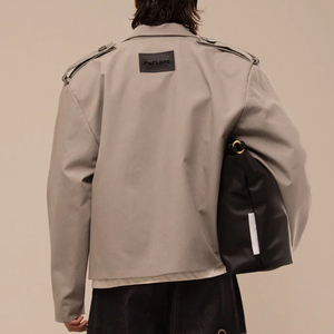 <b>Men</b> Cropped <b>Trench</b> Jacket Double Breasted Lapel <b>Short</b> <b>Coat</b> Casual Loose Fit Fashion Outerwear For Autumn Spring - Product Image 3