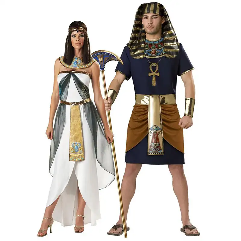 Factory Hot Koop Halloween Volwassen Egyptische Vrouwen Cleopatra Mannen Farao Kostuums