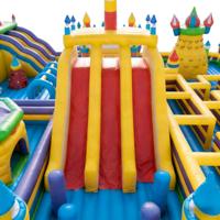 Parcours d'obstacles gonflable commercial en PVC écologique pour grands jeux de défi pour adultes, aire de jeux sur mesure
