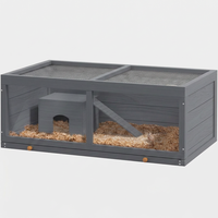 Enclos moderne et écologique pour hamster en bois de sapin avec bac à déchets extractible, cachette interne et rampe d'escalade pour petits rongeurs