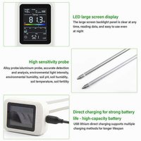Testeur de sol numérique haute précision 6-en-1 avec écran LED : pH (0,0-14,0), humidité (0-100%), lumière, température, humidité