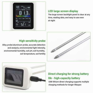 เครื่องวัดดินดิจิตอล 6 in 1 พร้อมจอ LED วัดค่า pH ความชื้น แสง อุณหภูมิ ความชื้นในอากาศ และความอุดมสมบูรณ์ของดิน สำหรับทำสวน - Product Image 3