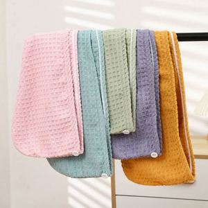 Serviette de séchage en microfibre pour cheveux longs, turban en tissu éponge à absorption rapide, pour séchage après la douche, style gaufré - Product Image 1