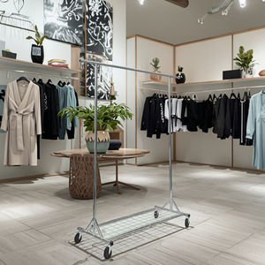 Estante de exhibición de <span class=keywords><strong>ropa</strong></span> moderno de un solo Riel, estante de supermercado <span class=keywords><strong>metálico</strong></span> con estante de alambre extraíble <span class=keywords><strong>para</strong></span> soporte colgante de <span class=keywords><strong>ropa</strong></span> - Product Image 2