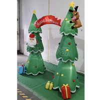 Arche gonflable de Noël illuminée de 8 pieds, arche de sapin de Noël gonflable avec boîtes cadeaux de Père Noël, décorations de jardin pour les fêtes