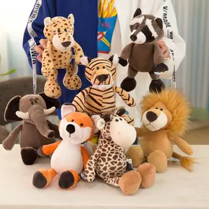 Grosir Pabrik Kustom 25Cm dengan Mainan Hewan Hutan Harimau Kacang Lembut Boneka Rubah Rakun Jerapah Gajah Mainan Mewah