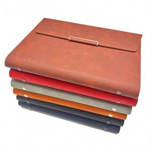 A5 Office Meeting Pu Leather Magnetic Loose-leaf Multifunctional Customized Tri-fold 6 Ring Binder <b>Diary</b> <b>Notebook</b> 100 Sheets - Product Image 3