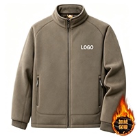 Veste zippée intégrale doublée polaire pour homme, col montant, chaude, softshell, avec logo personnalisé, poches zippées, vente en gros