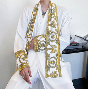 <span class=keywords><strong>Accappatoio</strong></span> Traspirante Stile Europeo Nero e Oro a Maniche Lunghe, Pigiama Stampato di Lusso per <span class=keywords><strong>Uomo</strong></span> e Ragazzo - Product Image 4