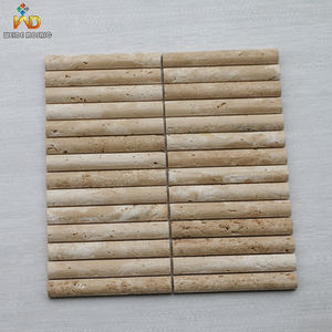 Mosaico de Travertino Beige, Mosaico de Loseta Tipo Flauta para Decoración de Paredes y Pisos, Diseño de Piedra Natural Estilo Bambú - Product Image 1