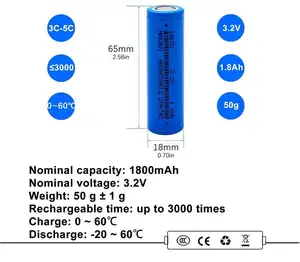 Diy Rechargeable 3.7v 18650 Lithium Ion Batteries 1800mah 2000mah 3C 5C 10C Cells For Ebike Battery Pack