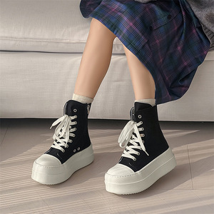 Bottes de style militaire - nouvelles bottes d'hiver tendance rouges pour femmes à semelle épaisse et hauteur cheville, pour hommes et femmes - Product Image 5