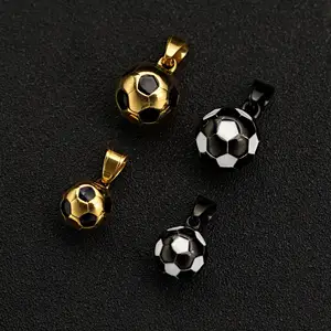 Colar de pingente de bola de futebol, colar com pingente de bola de titânio de aço masculino