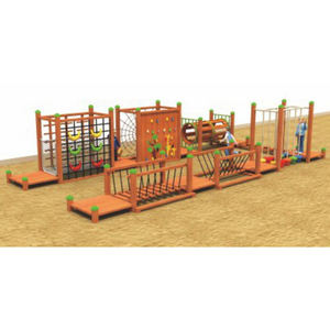 Aire de jeux extérieure en bois sur mesure de haute qualité avec pont à une seule planche, filet d'escalade et autres articles de jeu d'expansion - Product Image 6