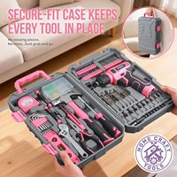 Ensemble d'outils rose avec perceuse 8V, kit complet de perceuse électrique sans fil et rechargeable par USB, réparation et entretien domestiques DIY
