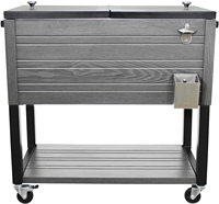 Axxzon – glacière en métal 60l, Style industriel moderne, bonne efficacité, Logo de marque personnalisé, chariot à glace avec grain en bois