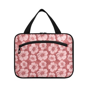 Portable Hawaii Hibiscus Flower Toiletry Bag <b>Makeup</b> <b>Storage</b> Foldable Dopp Kit Hanging Toiletry Bag Cosmetic Bag with Hook - Product Image 2
