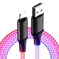 66W Charge rapide PD téléphone portable RBG brillant Type USB C lumière LED câble de charge filaire noyau pour iphone pour téléphone Android