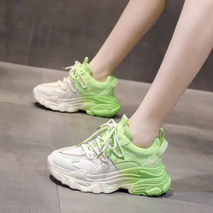 Chunky <b>black</b> and white gradient chunky <b>sneakers</b>, new spring and autumn style, color-blocked mesh athletic casual shoes - Product Image 4