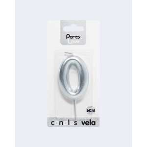 Candela Numero 0 Argento 6Cm per Decorazione Torta di Compleanno - Product Image 1