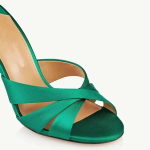 Sandalias de tacón alto con punta abierta y diseño sin cordones, elegantes para fiestas al aire libre, con característica de aumento de altura y tacón especial. - Product Image 2