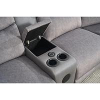 Canapé d'angle inclinable moderne en tissu avec haut-parleur Bluetooth, table pliante et télécommande pour salon