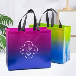 Grand sac fourre-tout tissé pour femme, couleur dégradée, avec logo imprimé, idéal pour les courses et l'usage quotidien - Product Image 3