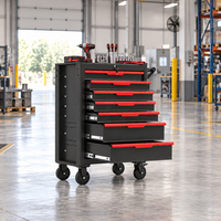 Chariot à outils mobile en acier à sept tiroirs verrouillables, avec panneau perforé, pour garage, atelier et réparation automobile, OEM ODM