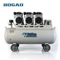 Compresor de Aire Silencioso BOGAO de 140 Litros, Compresor de Aire Industrial de Triple Cabezal, Sin Aceite, de Pistón, 8 Bares