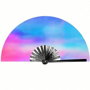 <b>Large</b> Custom Printed Folding Hand <b>Fan</b> 33cm Dance Party Marriage Promotional Gifts Wholesale Fabric Painted Technique - Product Image 5