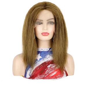 Real Hair Mixed Silk YAKI Front Lace Women's Long Hair Wig
