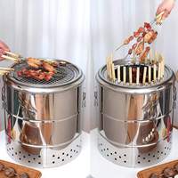 Foyer à bois portable en acier inoxydable avec grill de barbecue détachable avec logo personnalisé pour une utilisation intérieure/extérieure
