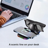 Station de charge et support compatible pour lunettes intelligentes Meta Ray-Ban avec aspiration magnétique, ports USB-C et USB, support 2-en-1 pour lunettes