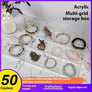 Custom Lidded Divided Storage Box Transparent Acrylic <strong>Desktop</strong> <strong>Organizer</strong> <strong>for</strong> Cosmetics &amp; Jewelry - Product Image 3