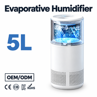 Humidificateur évaporatif sur pied 5L avec contrôle automatique de l'humidité et mode séchage pour hôtel et maison