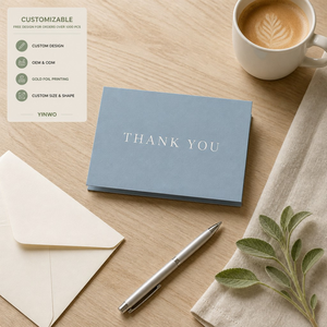 Hochwertige Maßgefertigte Nebelblau Geprägte Dankeskarte Personalisiertes Logo Benutzerdefinierte Form OEM - Product Image 3