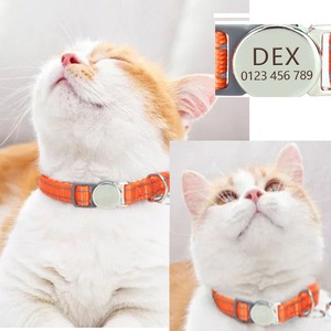 Venta al por mayor de lujo reflectante pequeño gato Collar con campana moderno diseño a rayas Durable poliéster noche Airtag gato Collar - Product Image 2