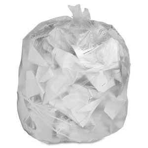 Trash Can Liner 45 Gallon 46x40 In Clear Plastic Disposable Multipurpose - Product Image 1